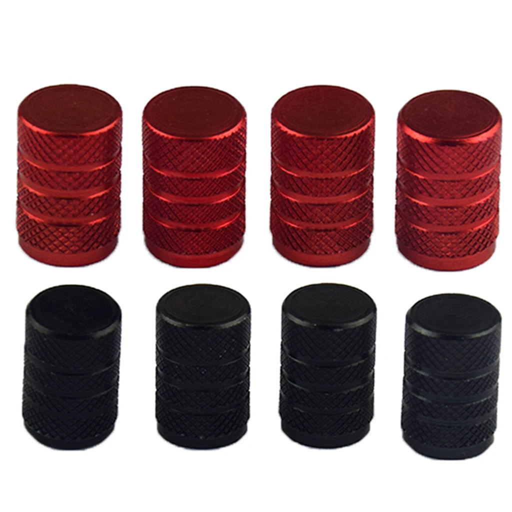 8 Pack Car Bike Wheel Tire Valve Stem -in Dust Cap Aluminum Black+Red