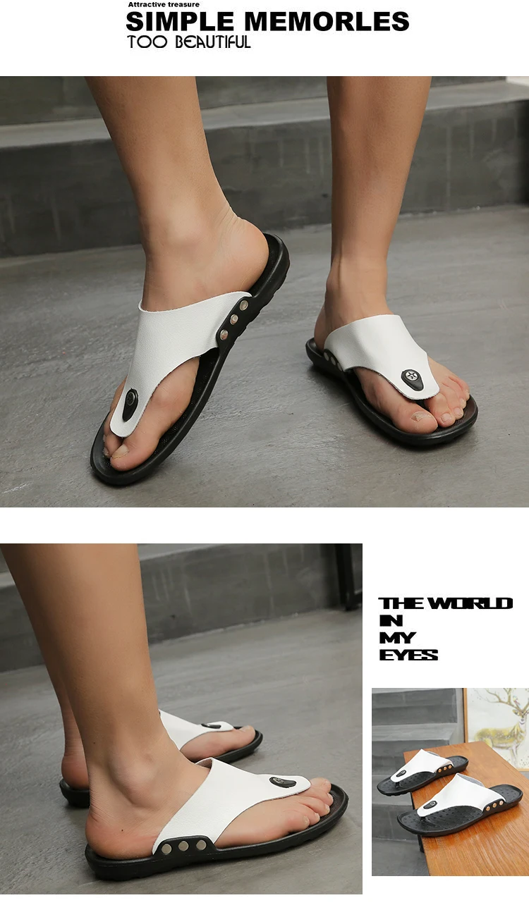 YRZL Slippers Summer Flip-Flops for Men Beach Slippers Brown Sandals Comfortable Shoes Non-Slip Bathroom Shoes  Men Slides