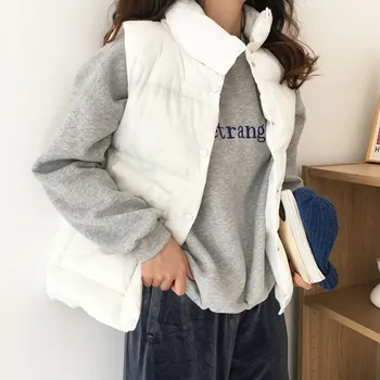 

Autumn Winter New Vest Simple Wild Solid Color Thick Vest Korean Style Stand Collar Windproof Down Vest For Women Hot