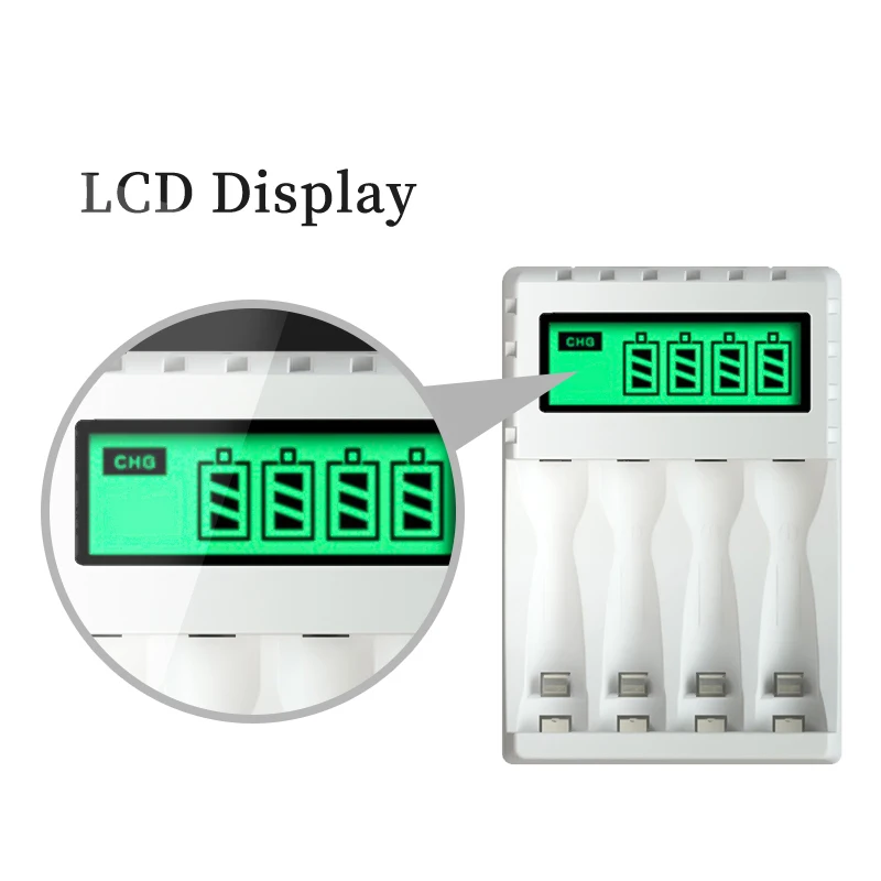PUJIMAX LCD Display Smart Intelligent Battery Charger With 4 Slots For AA/AAA NiCd NiMh Rechargeable Batteries aa aaa Charger for battery charger,battery charger adapter
