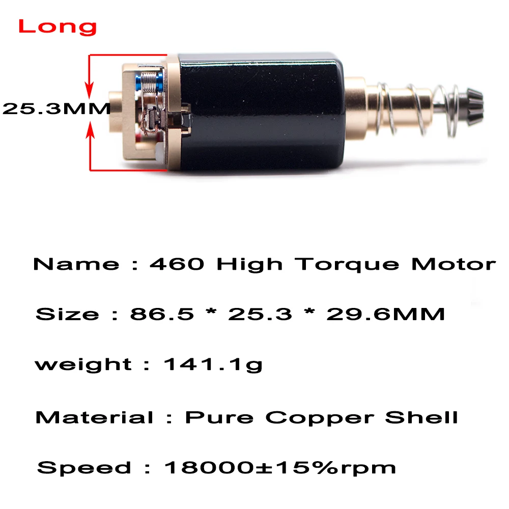 High Torque Long 460 высокая скорость/высокий крутящий момент сильный магнит Короткая ось 31000 об/мин двигатель для Аксессуары для страйкбола пейнтбол AEG Aug M4 AK MP5/G3 Ver3 - Цвет: High Torque Long