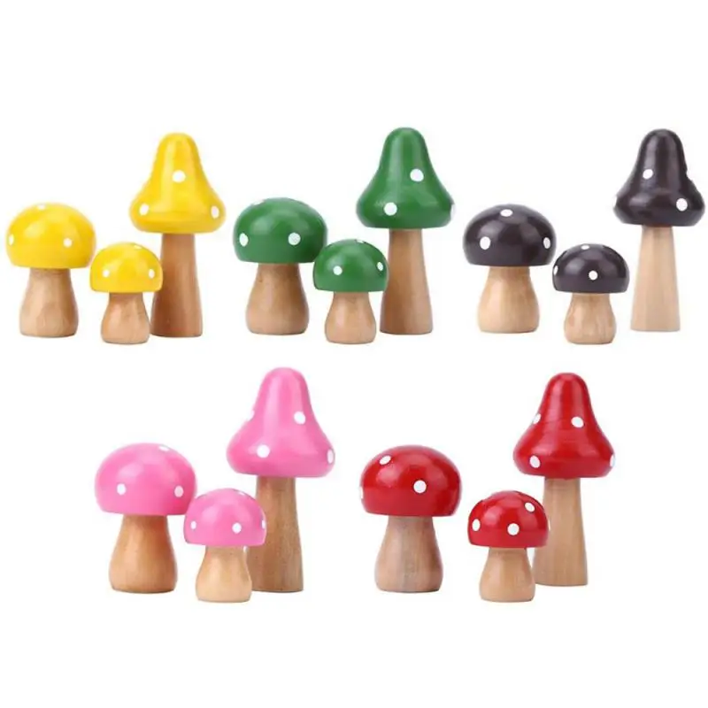 Multi-colored Pine Mushrooms Miniatures For Fairy Garden DIY Bottle Landscape Decorative Mushroom Figure Yard | Дом и сад