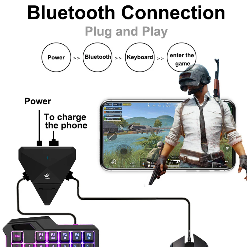  New PUBG Mobile Gamepad Controller Gaming Keyboard Mouse Converter For Android ios Phone IPAD Bluet