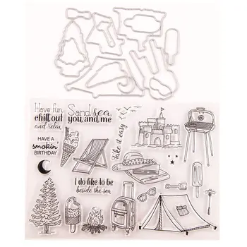 

KLJUYP Summer travel Transparent Clear Silicone Stamp Cutting Dies Set for DIY scrapbooking/photo album Decorative
