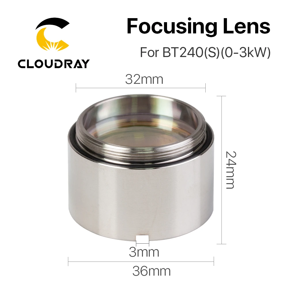 Cloudray BT240S 섬유 레이저 초점 렌즈 D30 F100 F125mm Raytools 레이저 커팅 헤드 용 렌즈 홀더 BT240 BT240S 0-4KW