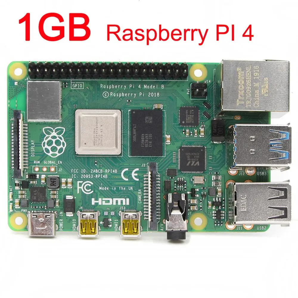 1 ГБ SDRAM Raspberry Pi 4 Model B BCM2711 Cortex-A72 64 бит четырехъядерный 5 ГГц SOC 2 и 0 Wi-Fi Bluetooth PI 4B |