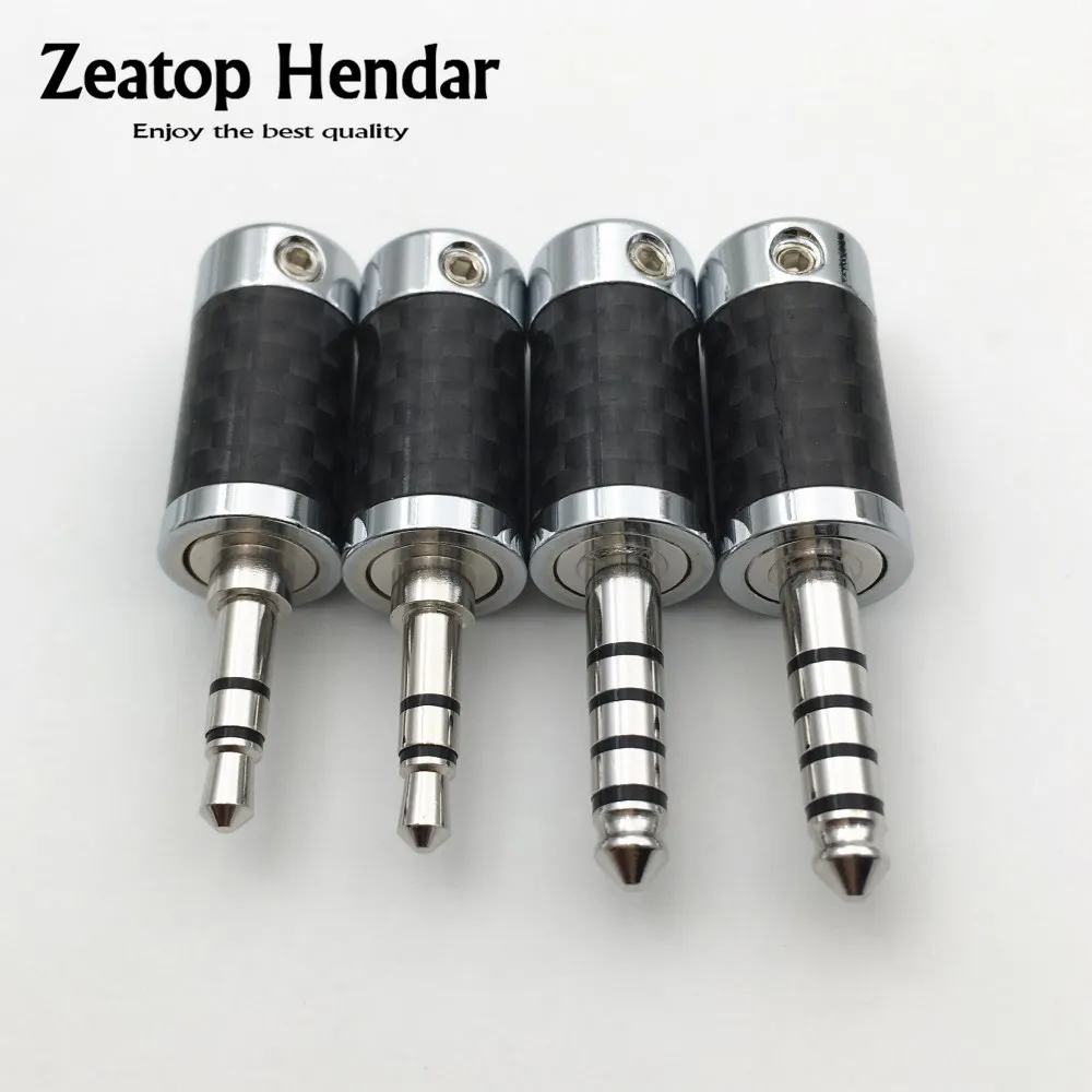 

10Pcs HiFi Copper Non Magnetic Rhodium Plated 3.5mm / 4.4mm 3 5 Pole Stereo Jack Carbon Fiber DIY Audio Plug Solder Connector