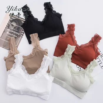 

Fashion Cotton Comfortable Seamless One Piece Fitness Push Up Bra Without Trace Female Lace Wireless Sexy Back Women Lingerie