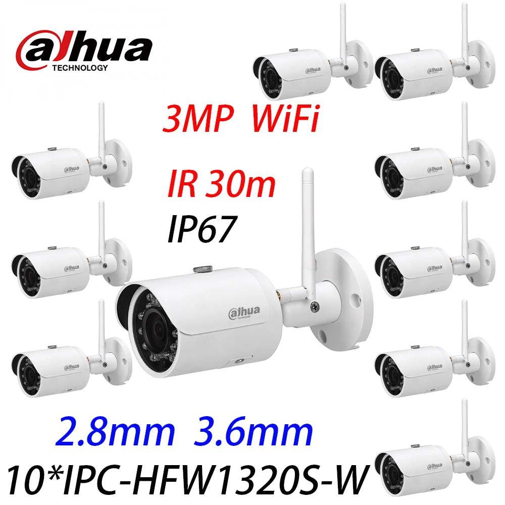 

10Pcs/Lot Dahua IPC-HFW1320S-W 3MP Mini Bullet IP Camera Infrared CCTV Camera DHL EXPRESS SHIPPING
