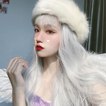 

AILIADE Wigs Long Water Wavy Synthetic Wigs Ombre White Bangs Heat Resistant Fiber Wigs For Women Cosplay Vacation Anime Lolita