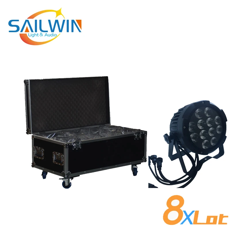 

8X LOT Sailwin Rodie 12X18W 6 в 1 RGBAW УФ алюминий IP65 водонепроницаемый наружный светодиодный Par Can с Powercon с 8 в 1 полет чехол