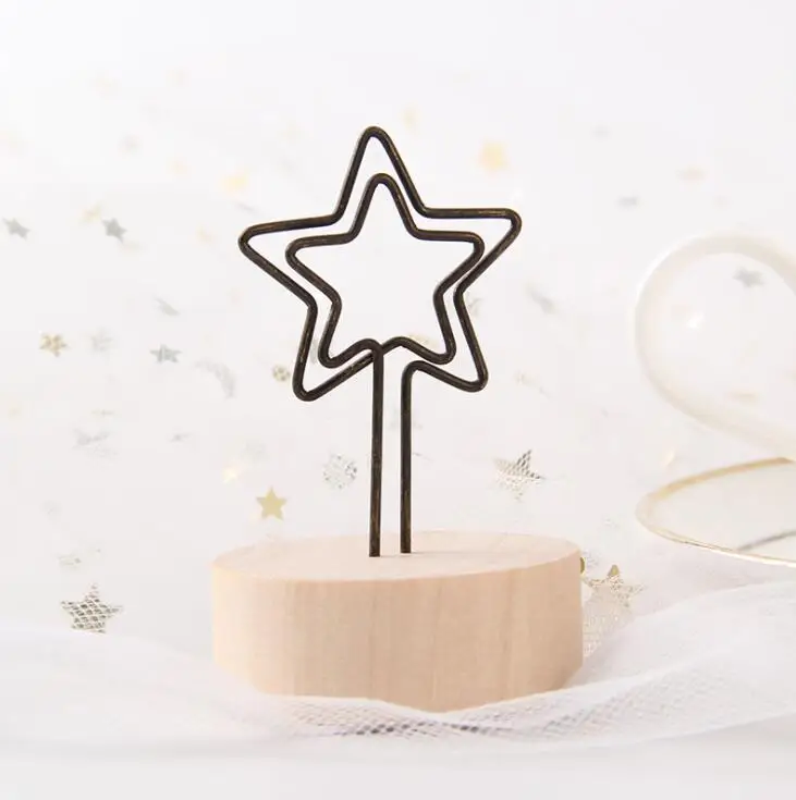 Star 1 шт. винтажный животный деревянный фото Памятка зажим для карт, держатель на стол Имя Карты Свадебные сувениры место карты Клип держатель для заметок украшение дома - Color: Star