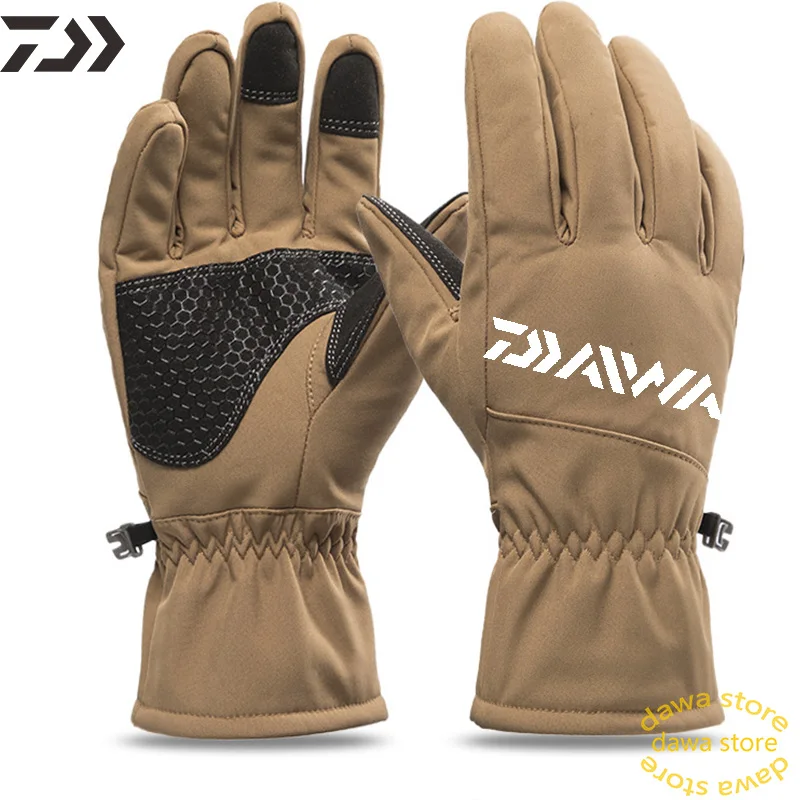 Daiwa полный палец рыболовные Гольфы толстые теплые зимние мужские рыбы одежда Твердые перчатки сенсорный экран противоскользящая верхняя одежда