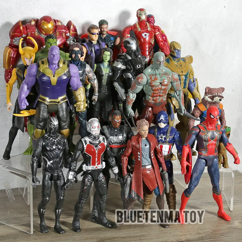 14 Pcs Marvel Avengers Iron Man Thanos Thor Hulk 7" PVC Action Figure Model Toys 