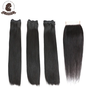 

Liddy Straight Hair Bundles With Closure Peruvian Hair 3pcs Super Double Drawn Virgin Human Hair 3 Bundles With Closure