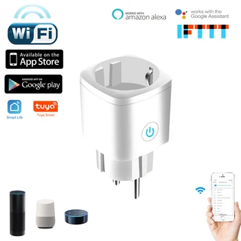 

Tuya Smart Home EU Wifi Plug With Power Monitor, Wifi Wireless Smart Socket Outlet With Amazon Alexa / for Google Home Assistant