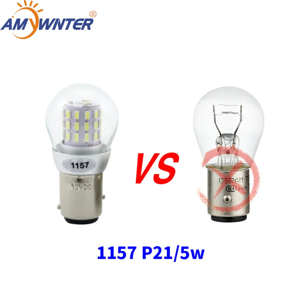 Amywnter 12V 1157 P21/5 Вт BAY15D P21W светодиодный 1156 BA15S PY21W 1056 светодиодный Лампа стоп-сигнал стоп-сигналы S25 сигнал поворота