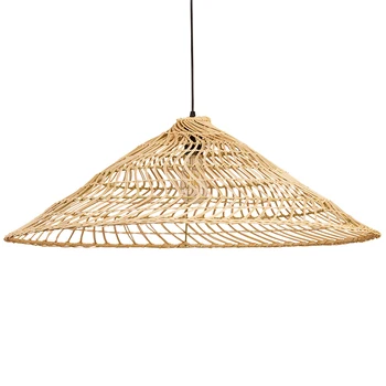 Hand-woven umbrella-shaped rattan chandelier lampshade