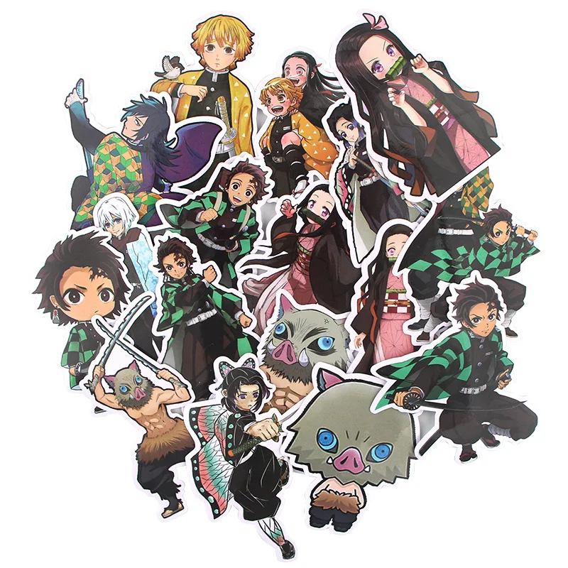 

17pcs/lot Demon Slayer Creative Sticker Paper Album Notebook Adhesive Tape Car Luggage Diy Decoration Graffiti Stickers AT1867