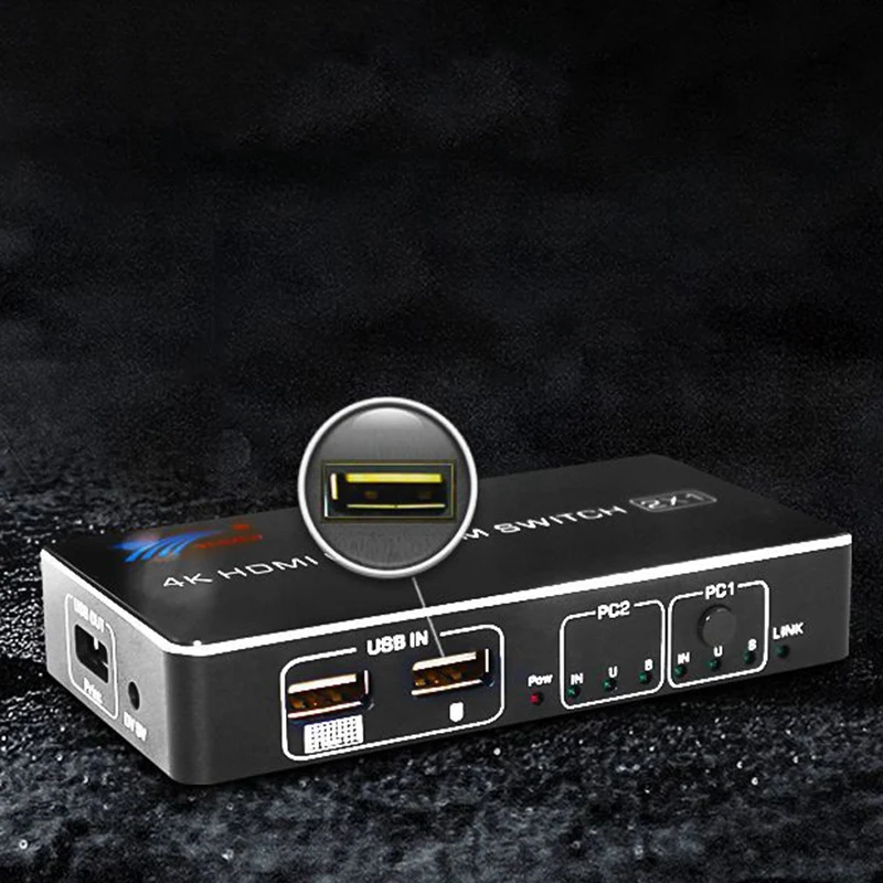  USB HDMI 4K KVM Switch Control 2 Into 1Out Of the Shared Mouse and Keyboard Display KVM Switch Moni