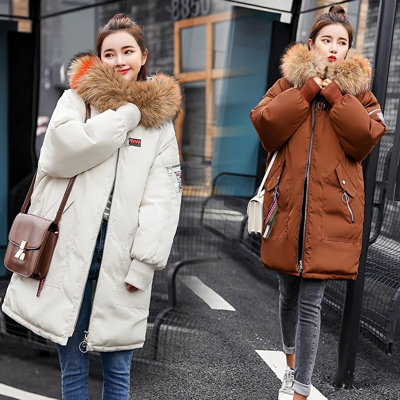 

Womens Winter Jacket Ladies Thick Clothes Down Cotton Padded Warm Coats Female Long Fur Hooded Top Clothing LWL998