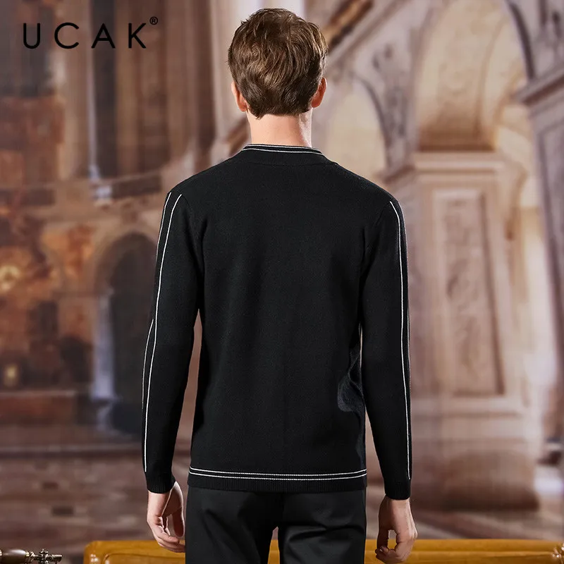 50% OFF UCAK Brand Wool Cardigan Sweater Men 2020 New Fashion Trend Casual Streetwear Spring Autumn Arrival Pull Homme Sweatercoat U1046