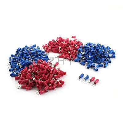 

600 x SV2-3 SVS2-4 27A Red Blue Insulated Fork Terminal Connector AWG16-14