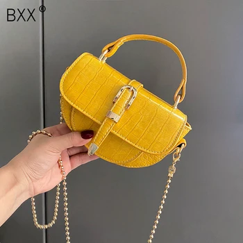 

[BXX] Crocodile Pattern PU Leather Shoulder Saddle Bags For Women 2020 Lady Elegant Handbags Female Travel Crossbody Bag HM160