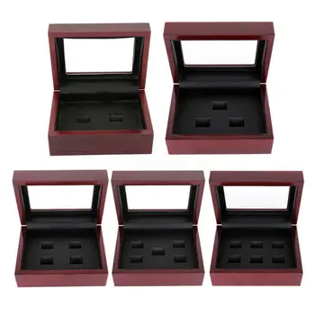 

2020 HOT Selling Jewelry Boxes Wooden Display Box for World Series Cup Championship Ring 1/3/4/5/holes High Quality
