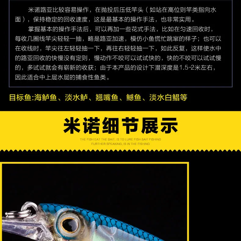 Плавающая приманка Mino, подвесной ночной Светильник Topmouth Culter, набор для пресноводной рыбалки, универсальный, предназначенный для уничтожения баса, Manda