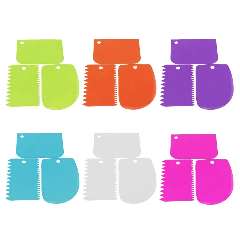 

Durable Irregular Teeth Edge Cream Scraper Plastic Baking Spatulas Reusable Cake Smoother Cake Decoration Tools