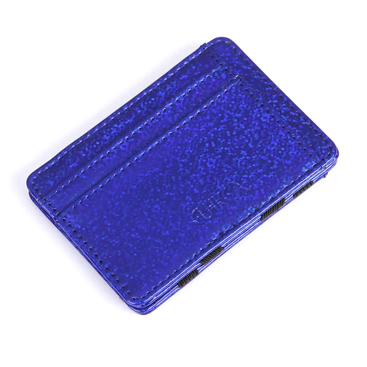 Волшебный бумажник из искусственной кожи с лазерными блестками, креативный мужской кошелек, сумка для кредитных карт, посылка для карт - Цвет: Синий