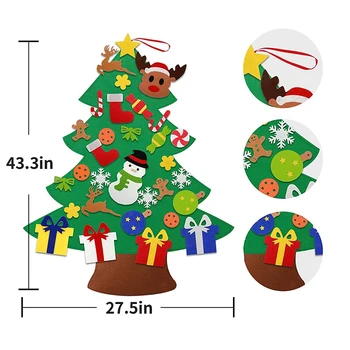 

DIY Felt Christmas Tree with 31Pcs Ornaments 3.2Ft Family 3D Fake Xmas Tree for Kids Toddlers Home Door Window Wall Christmas De