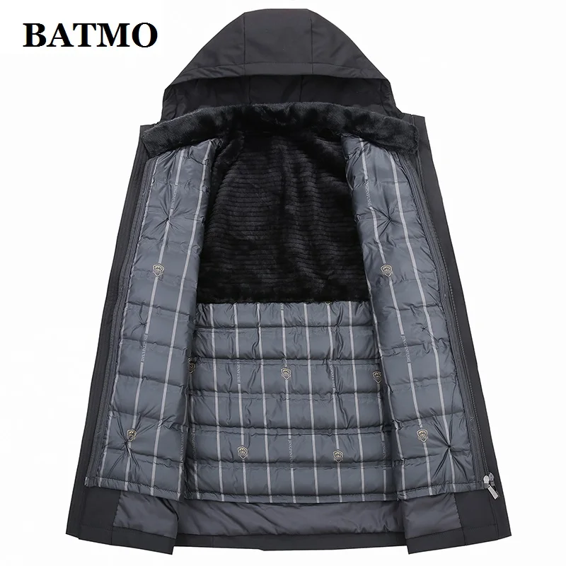 BATMO 80% Белые куртки с капюшоном на утином пуху, мужские зимние куртки, мужские парки, большие размеры M-4XL 8990