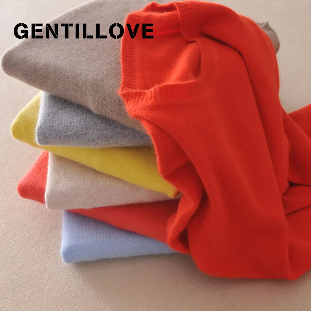 

Solid Color O Neck Sweater Pullover Women Cashmere Knit Shirt Autumn Winter Long Sleeve Slim Warm Bottoming Top Basic Blouse