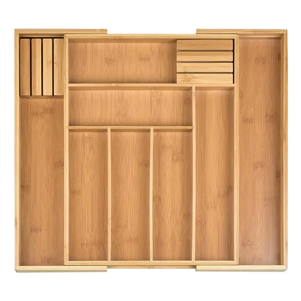 

Bamboo Storage Box Cutlery Tray Scalable Drawer Organizer Knife Cross Tableware Finishing Storage Box Tool Organizer Household