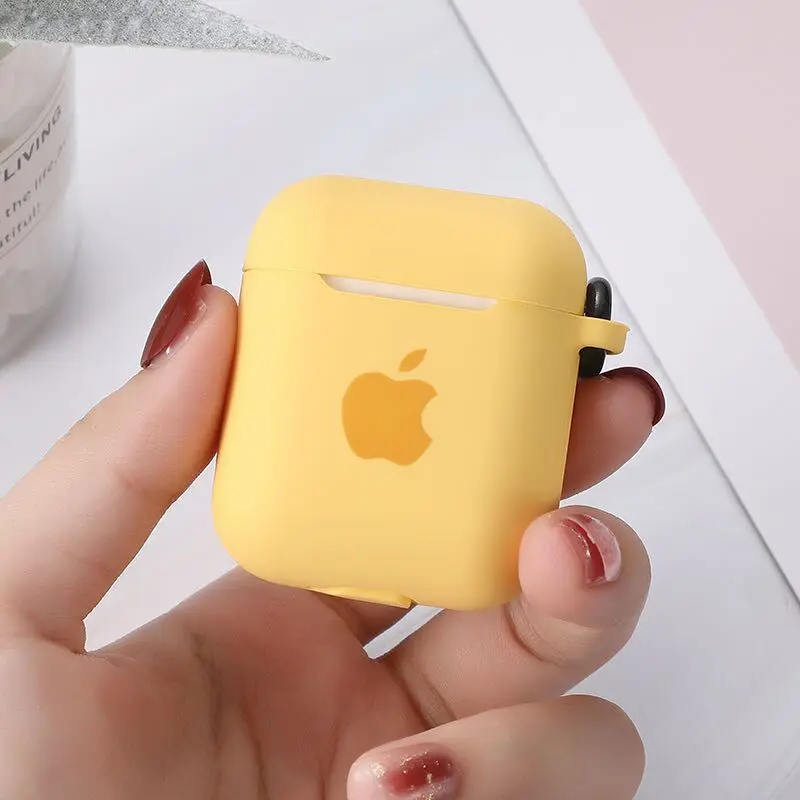 Для Apple AirPods 2 1 Аксессуары для наушников Мягкий чехол милый логотип беспроводной Bluetooth защитный чехол с крючками сумка