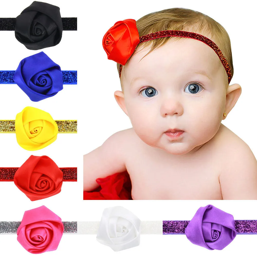

New Fashion Flower Rose Head Bands Children Baby Hair Accessories Flower Girls Crown Elastic Headband Toddler Baby Hairband