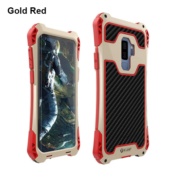 Gold Red Противоударный металлический чехол S8 для samsung S9 Plus, водонепроницаемый чехол из углеродного волокна S9, чехол для samsung Galaxy S9 Plus, чехол - Цвет: Gold Red