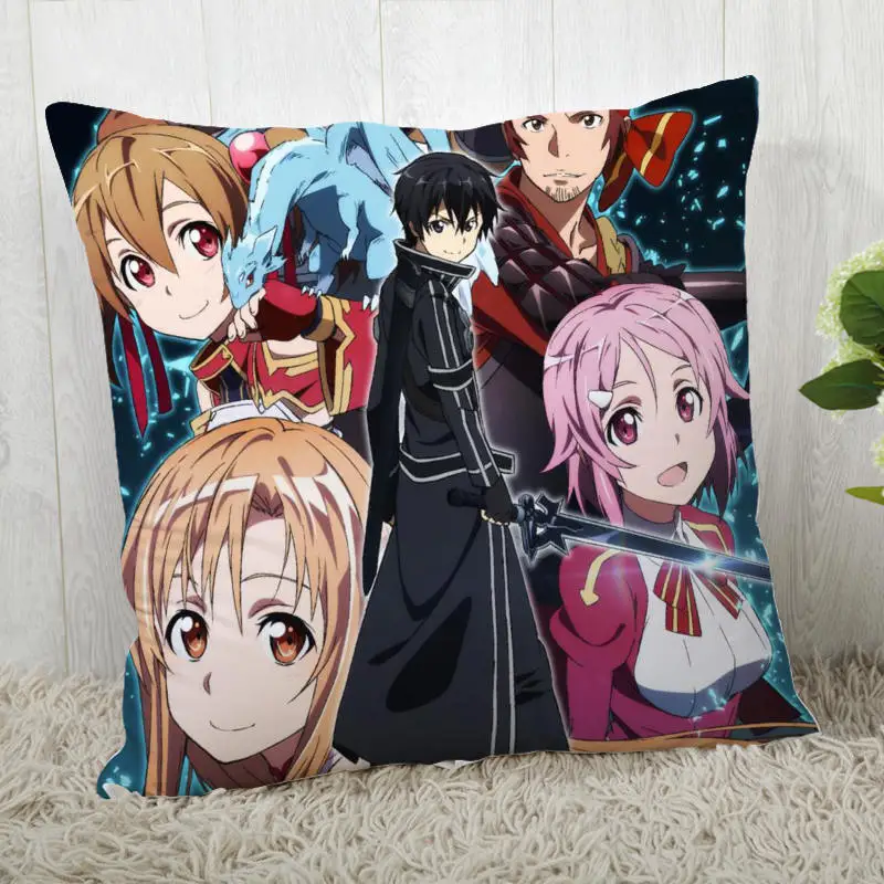 Наволочки на заказ в стиле аниме Sword Art Online, квадратная наволочка, Рождественская Наволочка на молнии, 40*40 см, 45*45 см(одна сторона - Цвет: Pillowcase 8