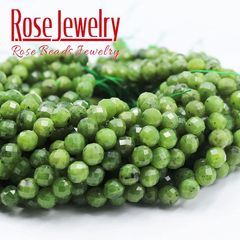 

Natural Stone Beads Faceted Genuine Canada Green Jades Round Loose Spacer Beads For Jewelry Making Diy Bracelet 6 8 10 MM