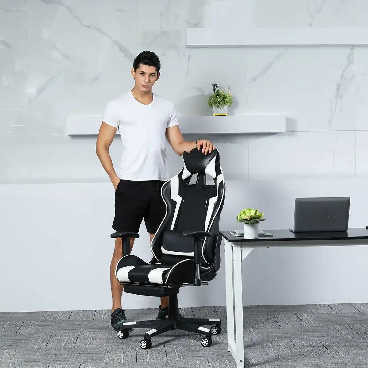 180° Lying Gaming Chair Electrified Internet Cafe Armchair High Back Computer Office Furniture Executive Desk Chairs Recliner