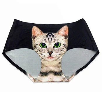 

Women 3D Cat Print Underwear Sexy Pussycat Panties Clothes Funny Female Anti Emptied Women Brief