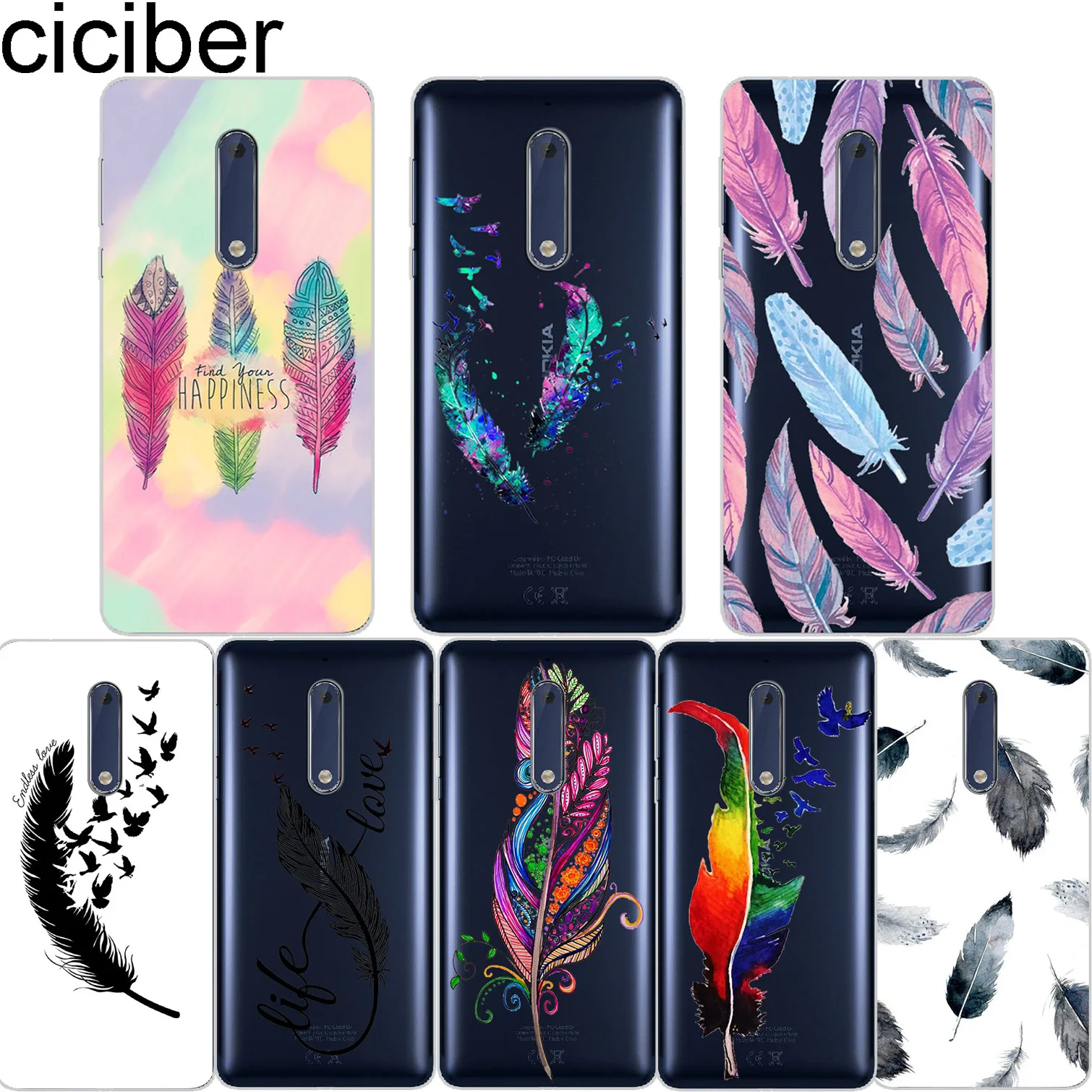 Ciciber перо для Nokia 8 7 1 6 5 3 2 Plus Мягкий силиконовый прозрачный ТПУ X7 X6 X5 X3 чехлы