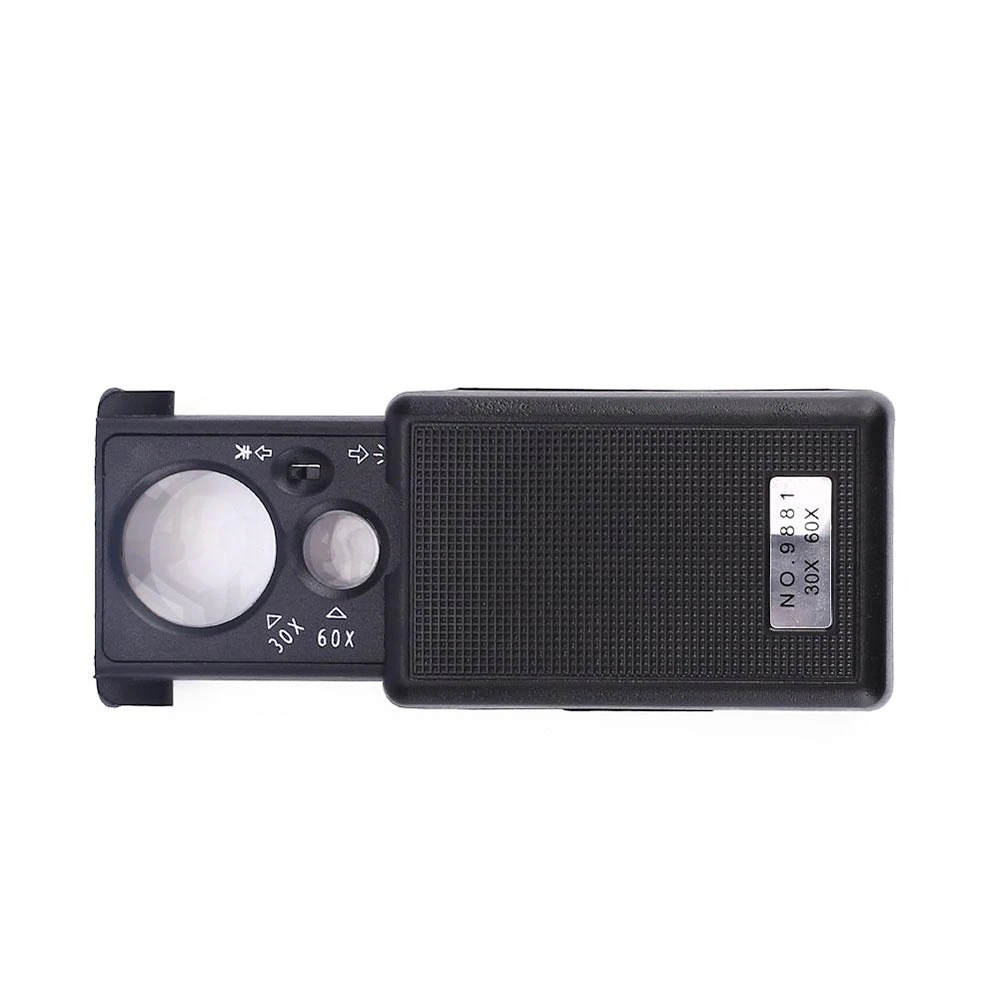 

Pocket LED Magnifying Glass Jewellery Magnifier Microscope 30X 60X Portable Slide Out Loupe UV Light Tweeze