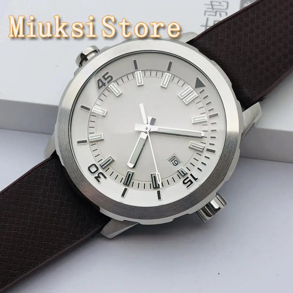 

45mm Men's Top Mechanical Watch White Dial Luminous Rubber Strap Seagull 1612 Movement Men's Automatic Watch