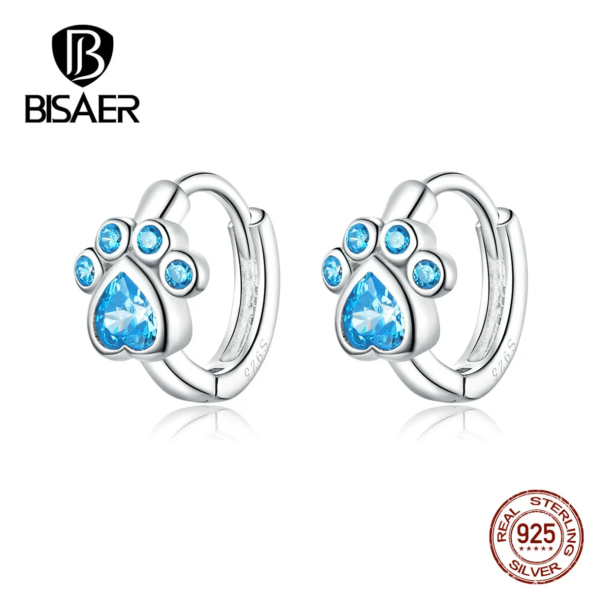 Висаер серьги-гвоздики подлинные 925 стерлингового серебра Pet's Footprints форма серьги ювелирные изделия для женщин подарок Блестящий Цирконий HSE670