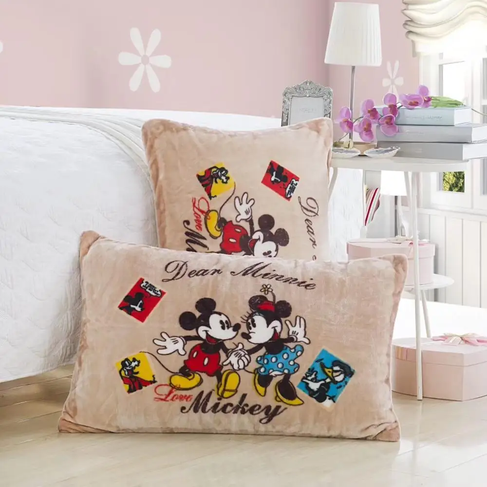 

Disney Flannel Pillowcases 1Pcs Cartoon Mickey Mouse and Minnie Couple Pillow Cover Decorative PillowsCase 48x74cm hot sale