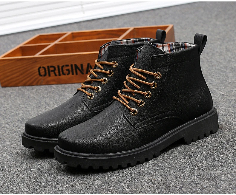 Casual Split Leather Boots Autumn Winter Fashion Men Boots Brand Outdoor Ankle Boots Zapatos De Hombre Size 39-44