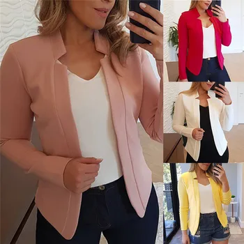 

Brand Women Blazer Fashion Spring Business Formal Blazers Lady Office Casual Suit Solid Jackets Coat Long-sleeved Slim Blazer